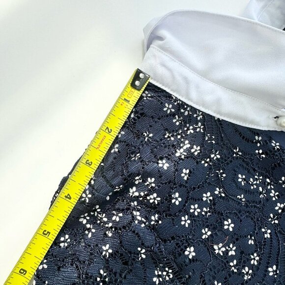 Floral Lace Dress Schoolgirl Dark Academia Navy And White Full Lined XS Stretchy - Picture 5 of 13
